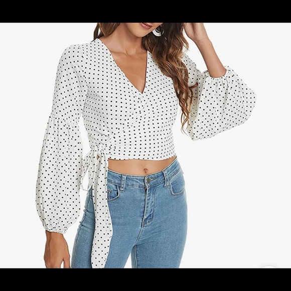 Women’s Long Sleeve V Neck White/Black Polka Dot. Size XL. OFFERS WELCOME‼️‼️ - Picture 4 of 9